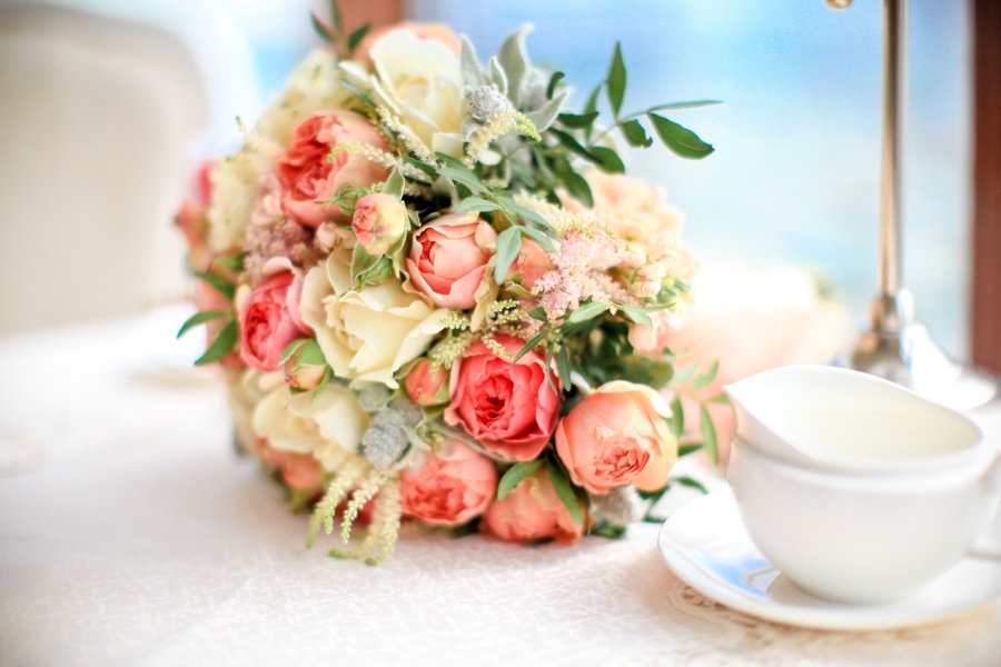 персиковый букет невесты