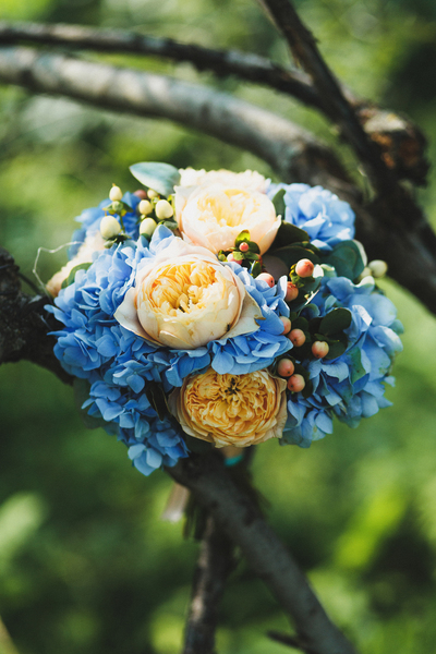 Оформление свадьбы в Лель в голубой гамме с персиковыми акцентами